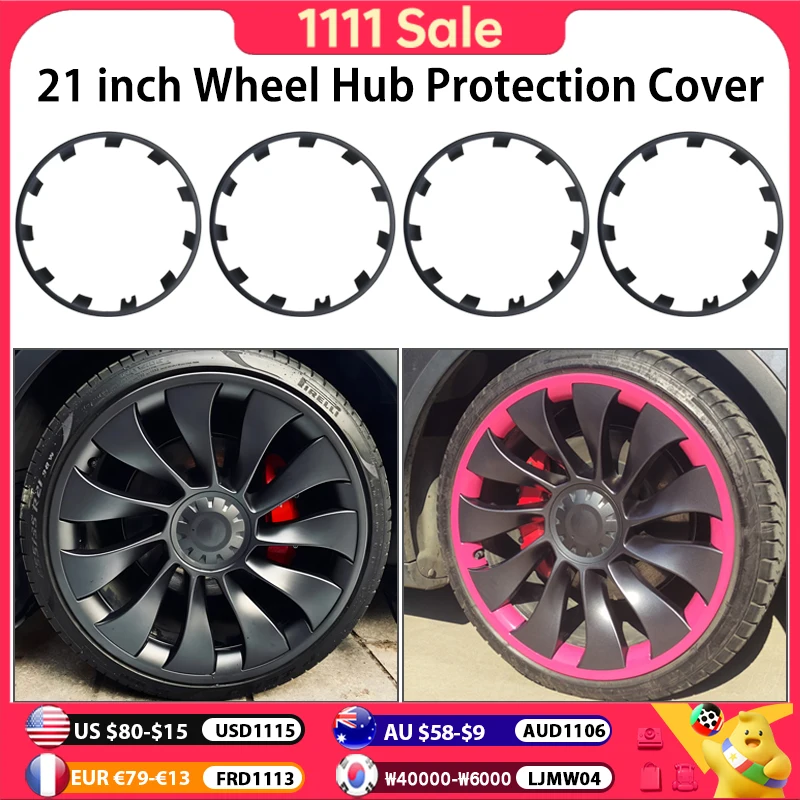 For Tesla Model Y 21 Inch Rim Wheel Hub Protection Patch Protectors ABS Wheel Guard Covers Accessories Auto Exterior 2018-2024