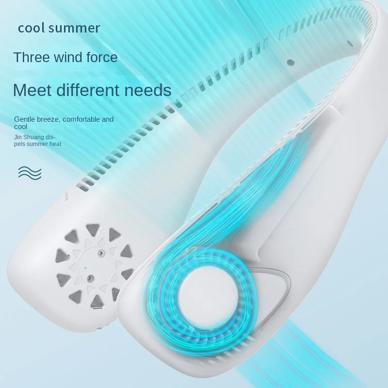 Lazy neck fan Mini cooling device New neck fan portable small leafless fan  Cervical fan。