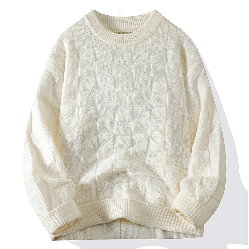 Windproof New Winter Tracksuit Sweatshirt Knit Long Sleeve Sweater Top Loose Shirt Coat Men Crew Neck Pullover Casual Streetwear