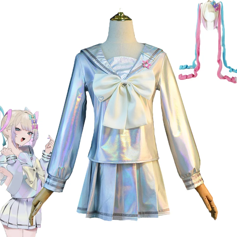 

Game Needy Girl Overdose Cosplay Costume Rain Ame Leather JK Outfits Costumes Full Set