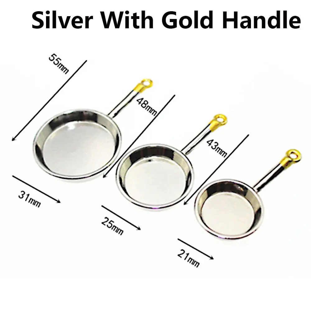 3 stks/set 1:12 Schaal Speelhuis Keuken Meubels Koekenpan Model Accessoires Simulatie Steelpan Miniatuur Kookgerei