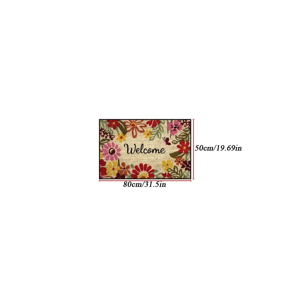 Fashion Crystal Velvet Welcome Doormat Floral Print Washable Floral Entrance Rug Non-Skid Home Decor Doormat Home Decoration