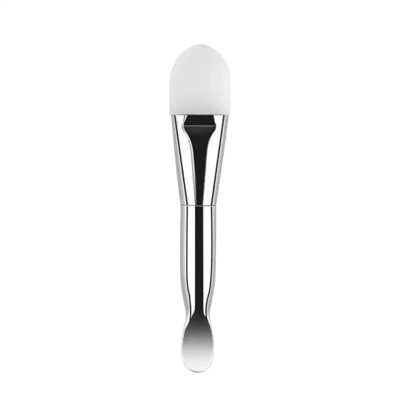 [J] Soft Hair Double-Ended Face Mask Brush Chrome Handle Reusable Daub Type Mask Brush Easy Clean Makeup Brush Beauty Tool