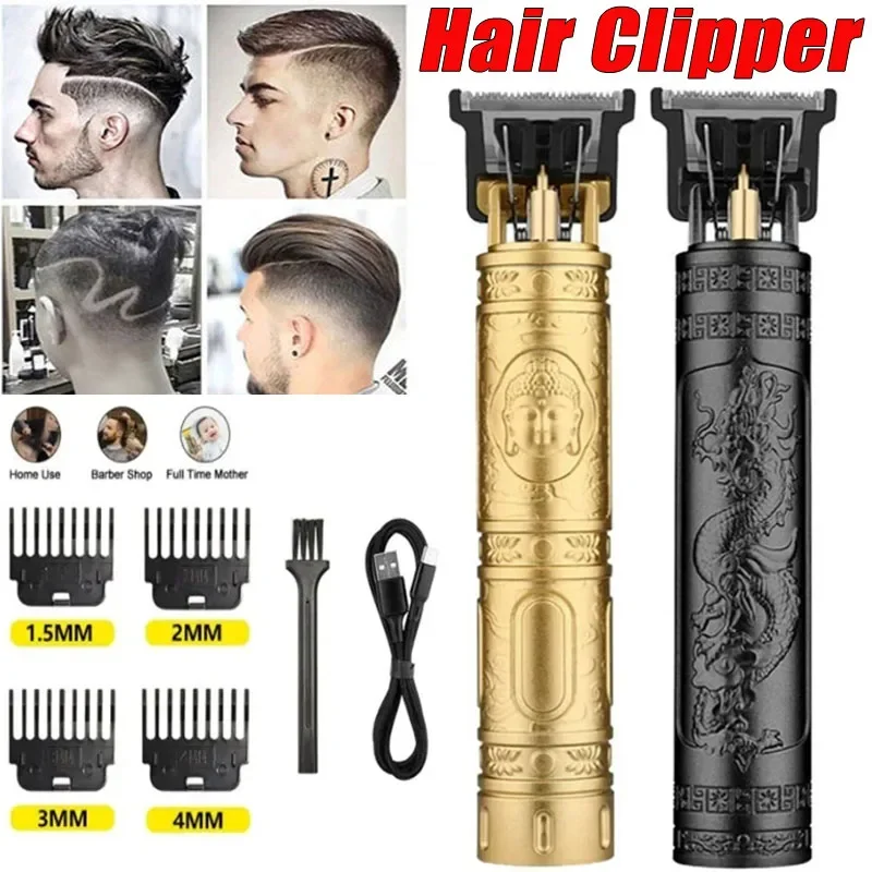 Vintage T9 Electric Hair Cutting Machine Hair Clipper Professional Men Shaver Rechargeable Barber Trimmer for Men Dragon Buddha