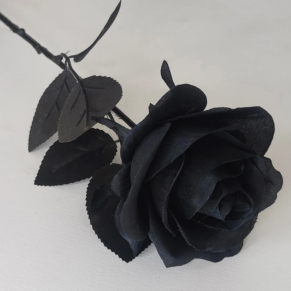 

6 Halloween Fake Dark Artificial Halloween Wedding Decorations Black Flowers Artificial For Decoration Roses Flowers for Home