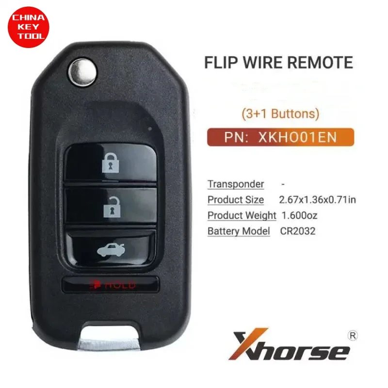 1PCS Xhorse Wire Flip Remote For Honda Style 3+1 Buttons XKHO01EN