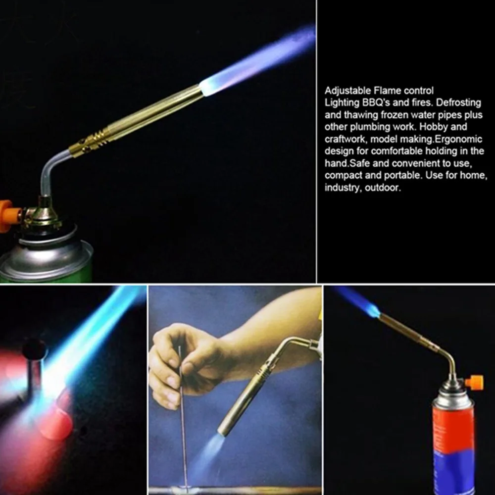 Durable High Temperature Butane Gas Torch Windproof Manual Ignition Welding Torch Adjustable Flame Culinary Torch Cooking Baking