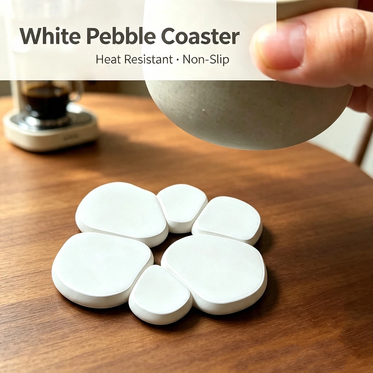 Pebble-Shaped Patchwork Coasters, Heat-Resistant Non-Slip Coasters, Simple Irregular Combination Coffee and Tea Cup Mats, Desktop Protection Pads