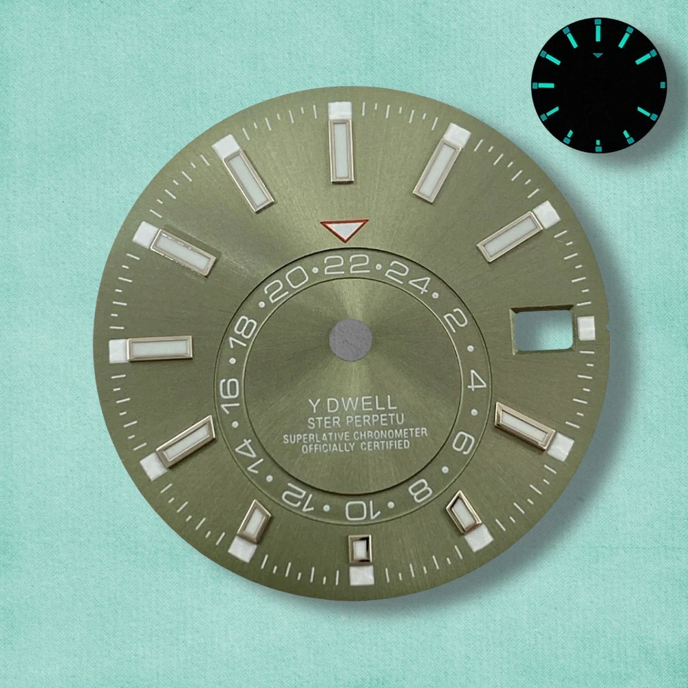 

28.5mm S Logo New Sunburst Dial Fit NH35/NH36/4R/7S Japanese Movement Green Luminous High-Quality Watch Modification Accessories