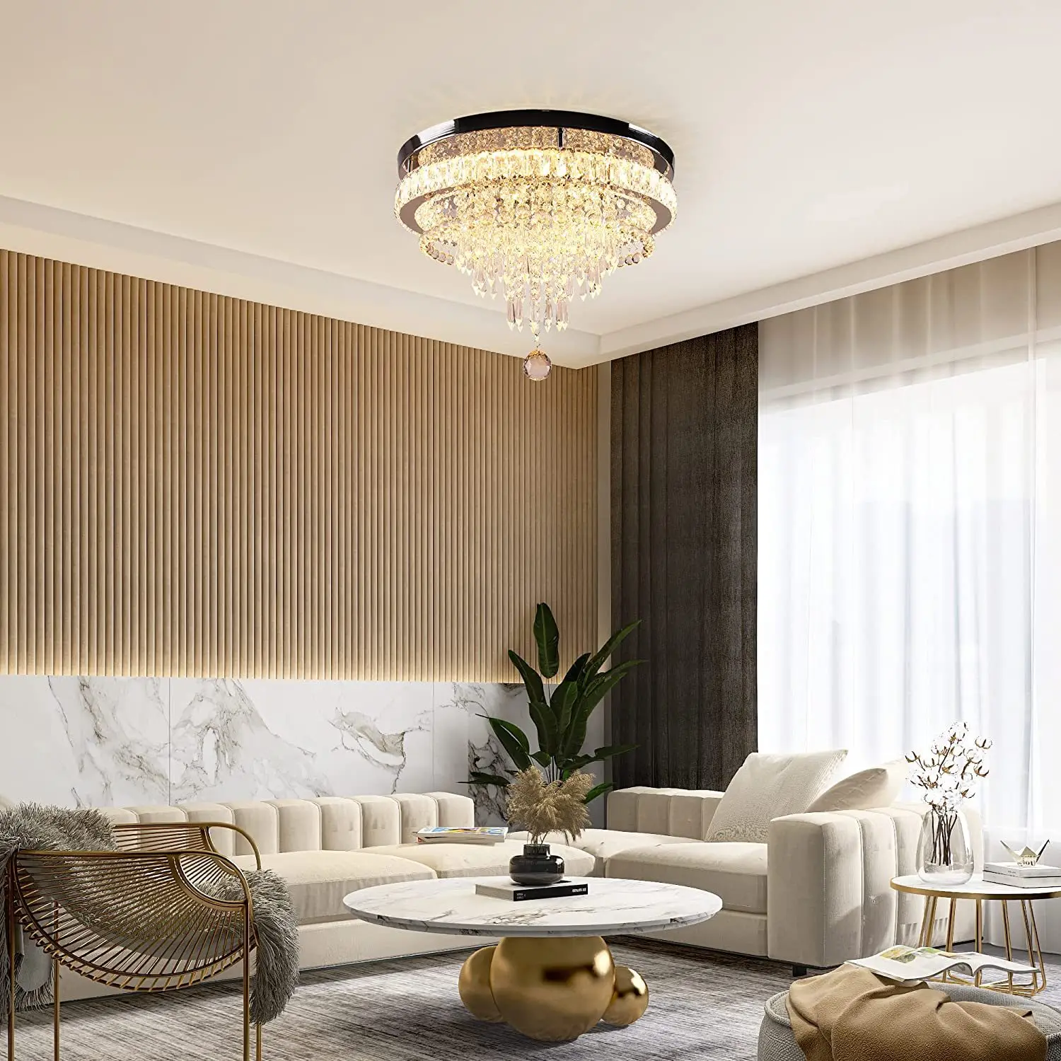 

Living Room Crystal Ceiling Light Modern Luxury Led Ceiling Mount Crystal Chandelier For Bedroom Kitchen Foyer Decoration Lamps