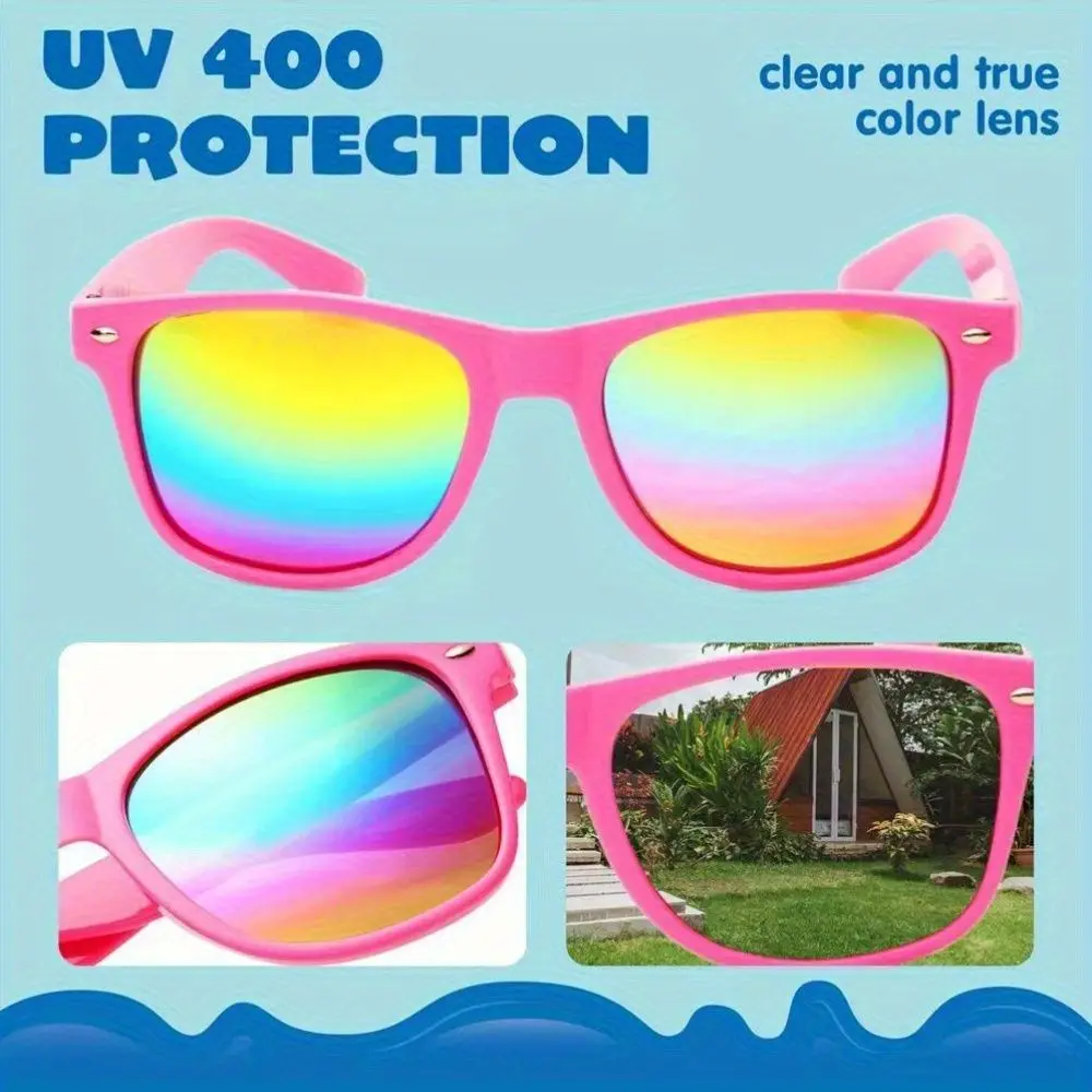 New Children's Color Matching Sunglasses For Boys And Girls, Children's Square Frame Sunglasses, 12 Piece Set of Random Colors
