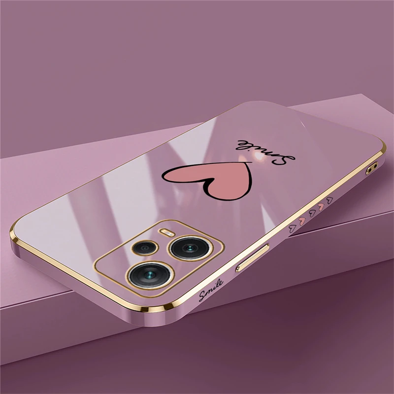 Luxury Plating Silicone Case For Xiaomi Redmi Note 12 11 10 9S 8 7 9T 4 Pro MAX Soft Love Heart Shockproof Cover Coque