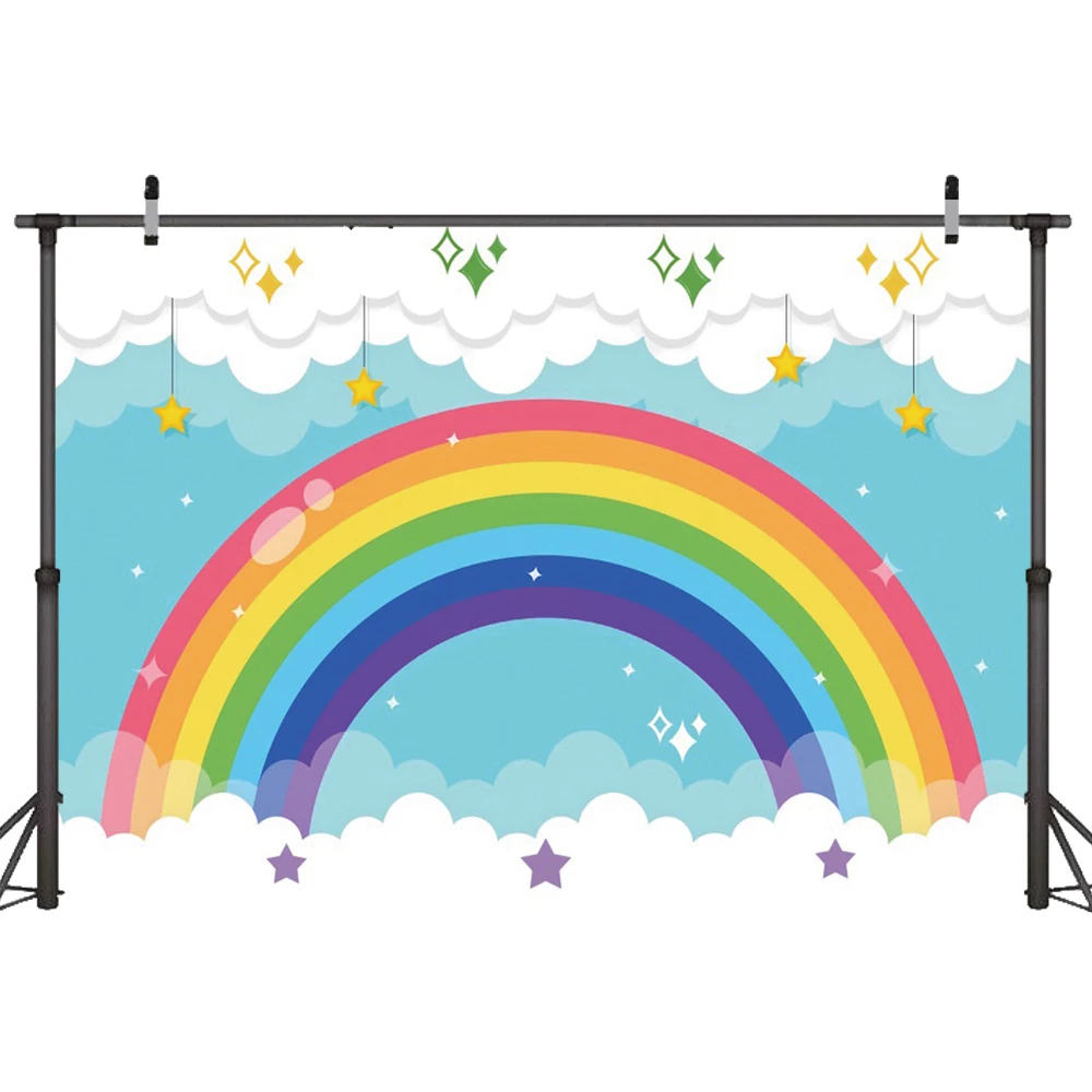 Gold Glitters Rainbow Star Cloudy Backdrop Princess Dream Scene Baby Shower Birthday Party Sparkling Photography Backgrounds