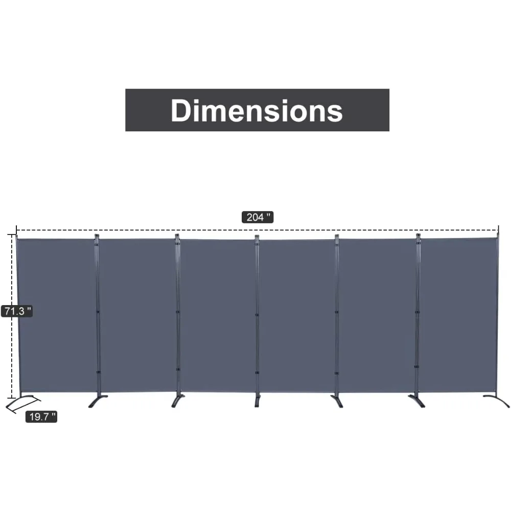 Indoor Room Divider, Portable Office Divider, Convenient Movable (6-Panel), Folding Partition Privacy Screen for Bedroom,Dining