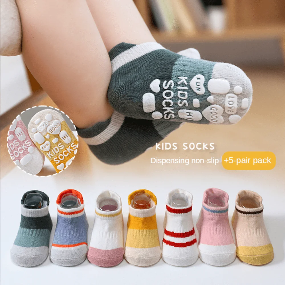 5 paare/satz süße Babys ocken geklebt rutsch feste niedrige Top-Socken für Kleinkinder farblich passende Kinder socken Baby Mädchen und Jungen