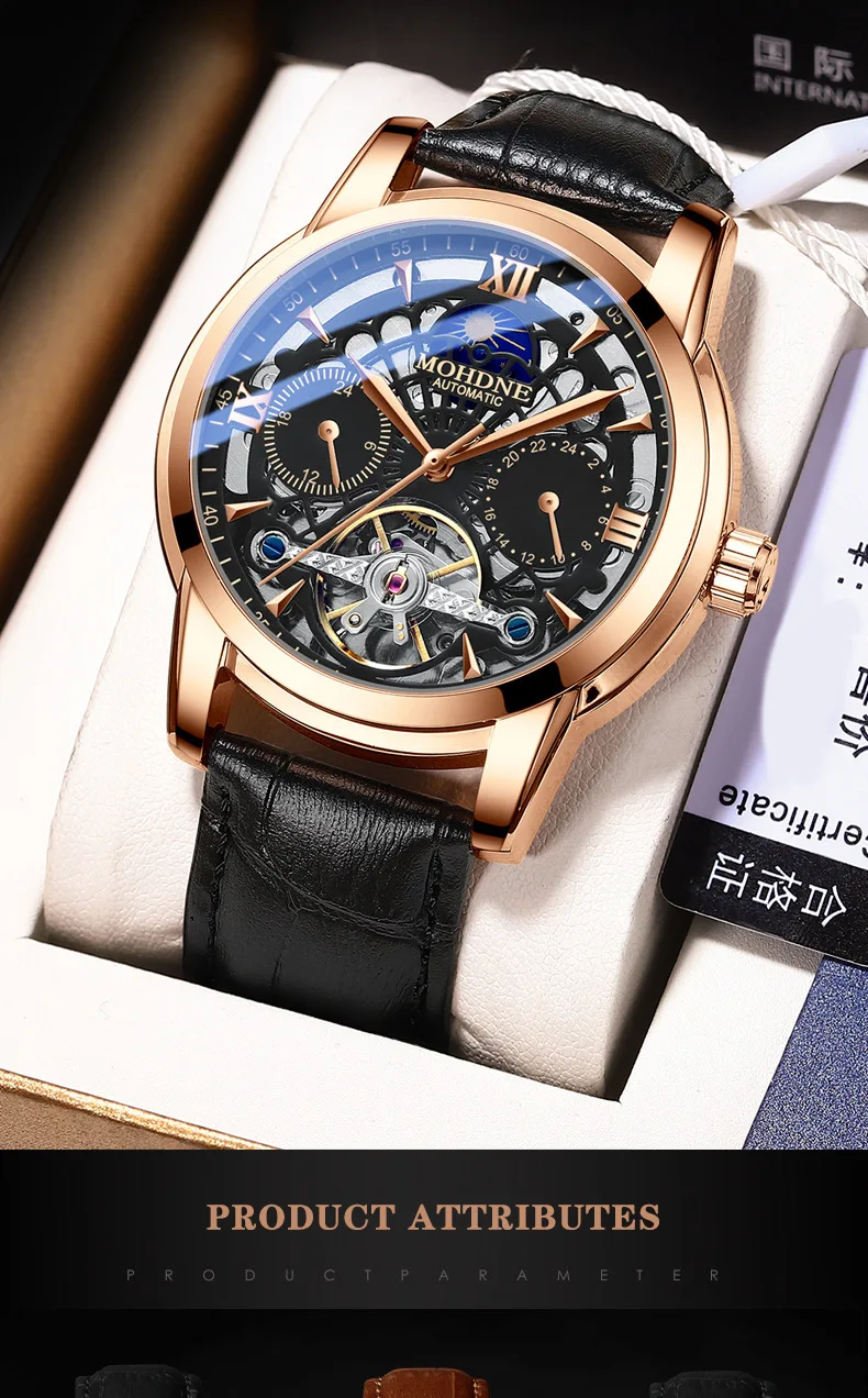 Montre mécanique à tourbillon entièrement automatique pour homme, montre miroir saphir, étanche, luxe, à la mode, nouveau