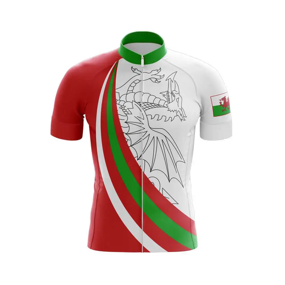 Welsh Men Short Sleeve Cycling Jersey Summer Breathable Quick-Drying Mountain Highway BIke Clothing Can Customized MTB Cymru