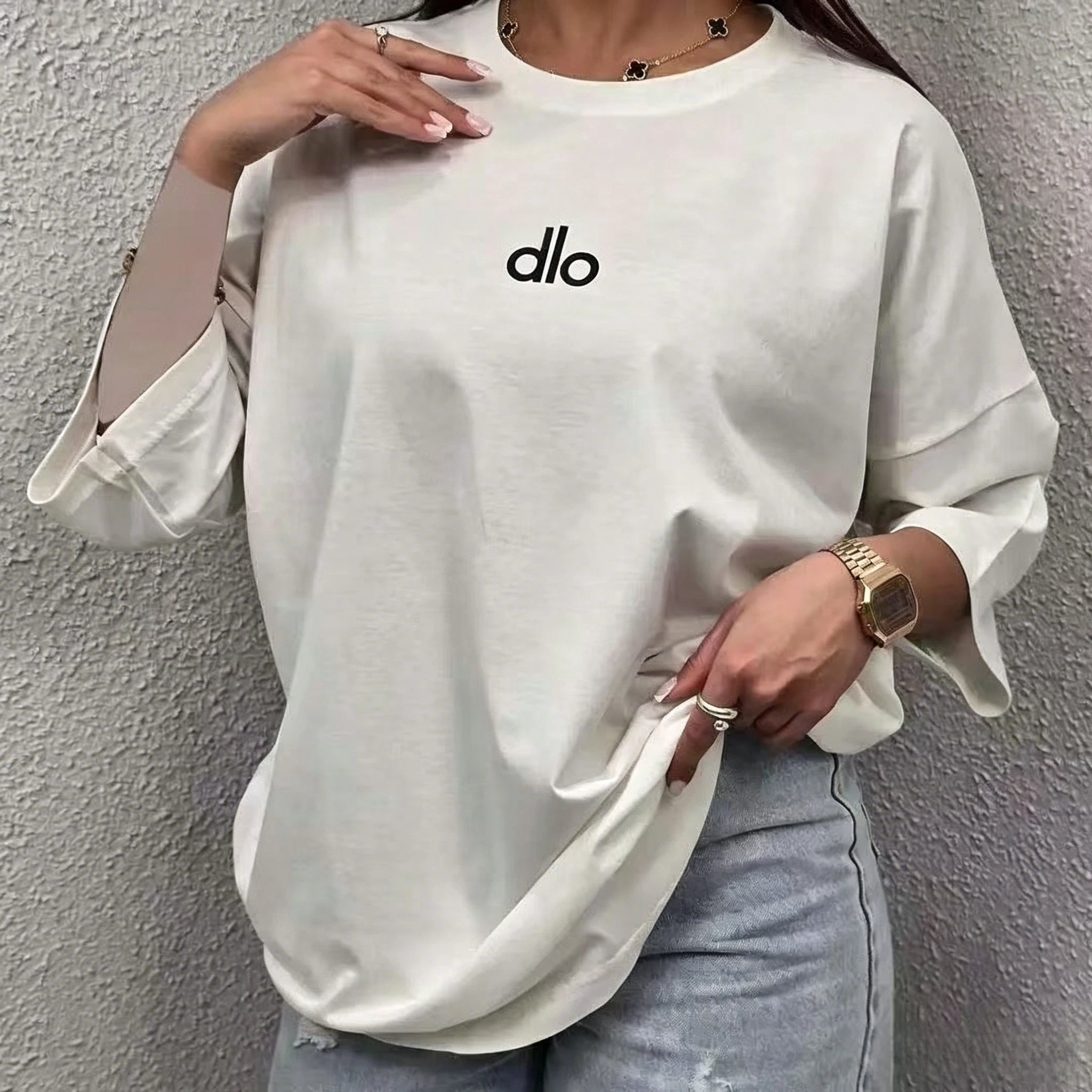 2026 Summer Vintage Oversized Graphic T‑Shirt For Adults Kids Minimal Lowercase Letter Small Logo Loose Short Sleeve Street Tee