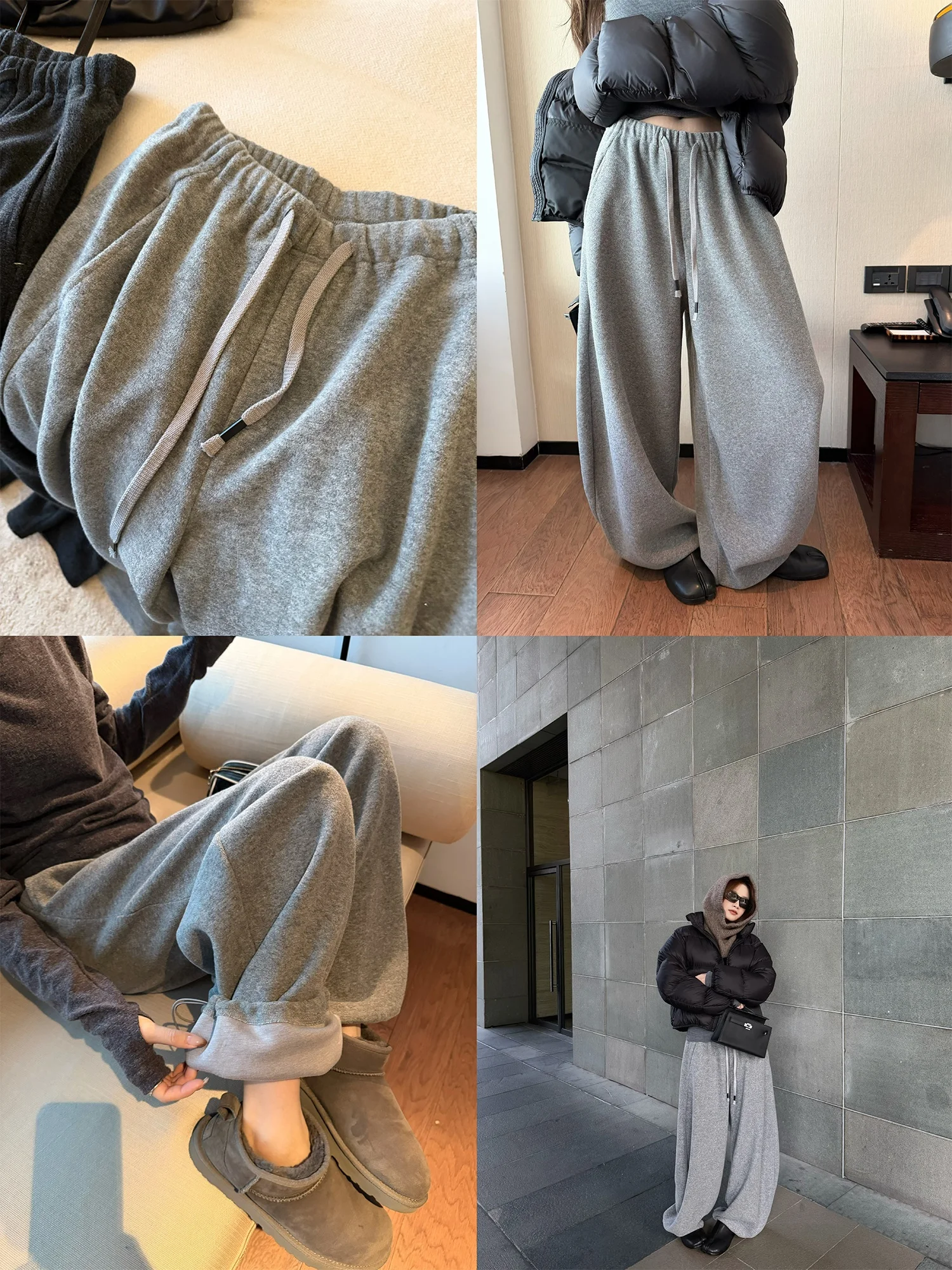 

Superniniyy High Waist Loose Fit Banana Pants Fce Lined No Extra Cost Rice Noodle Fabric Casual Trousers for Women