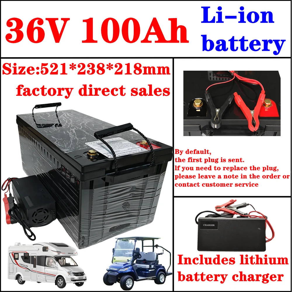 waterproof 36V 100Ah lithium ion battery 100A BMS li ion for 3500W 2000w inverter scooter bike Solar energy EV +10A charger
