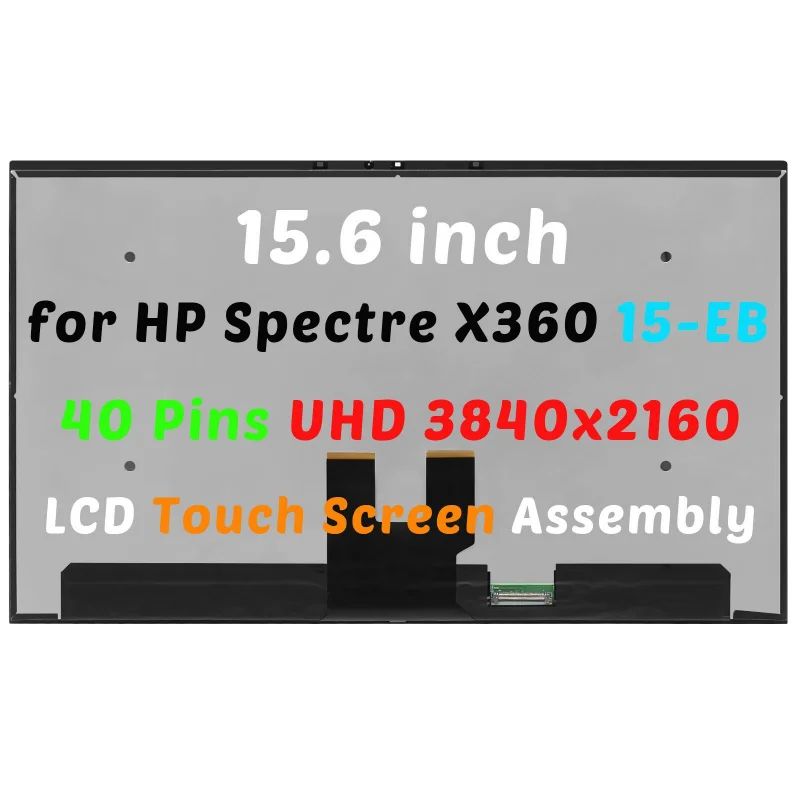 H  For HP Spectre X360 15-EB 15T-EB 15-eb0043dx UHD LCD Assembly L97639-001 40PIN