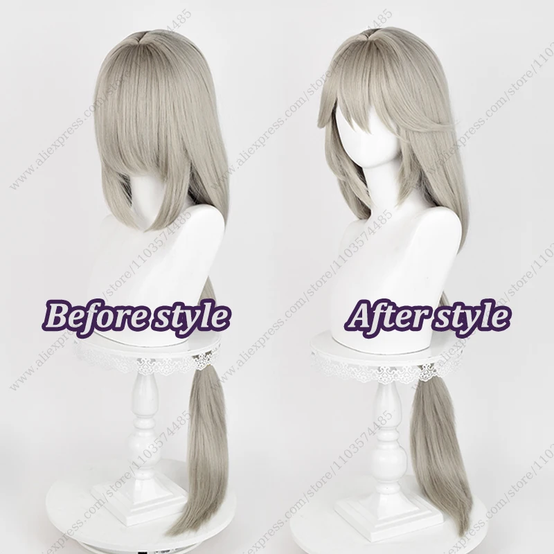 Game Rina Alexandrina Sebastiane Cosplay Wig 105cm Long Linen Grey Mixed Color Heat Resistant Synthetic Hair