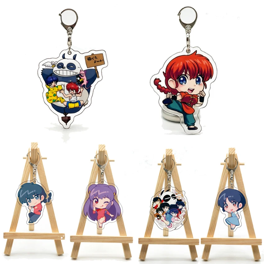 55MM Anime Ranma ½ Figur Saotome Ranma Tendō Akane Kasumi Tendo Hibiki Ryoga Nabiki Tendo Acryl-Schlüsselanhänger Niedliche Geschenke