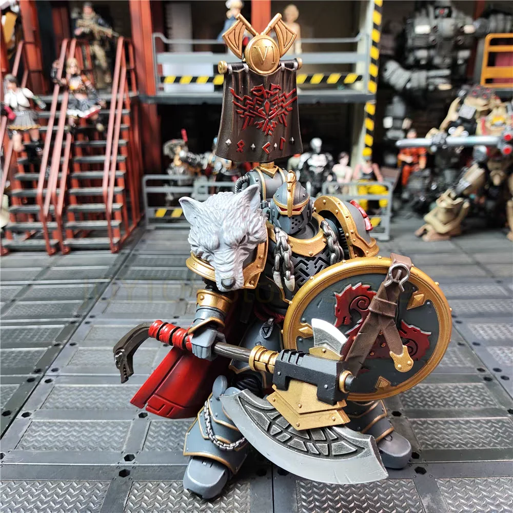 JOYTOY Warhammer 40K 1/18 شخصيات الحركة ذئاب الفضاء Legion Praetor مع فأس الطاقة ودرع القتال نموذج اللعب الهدايا في الأوراق المالية