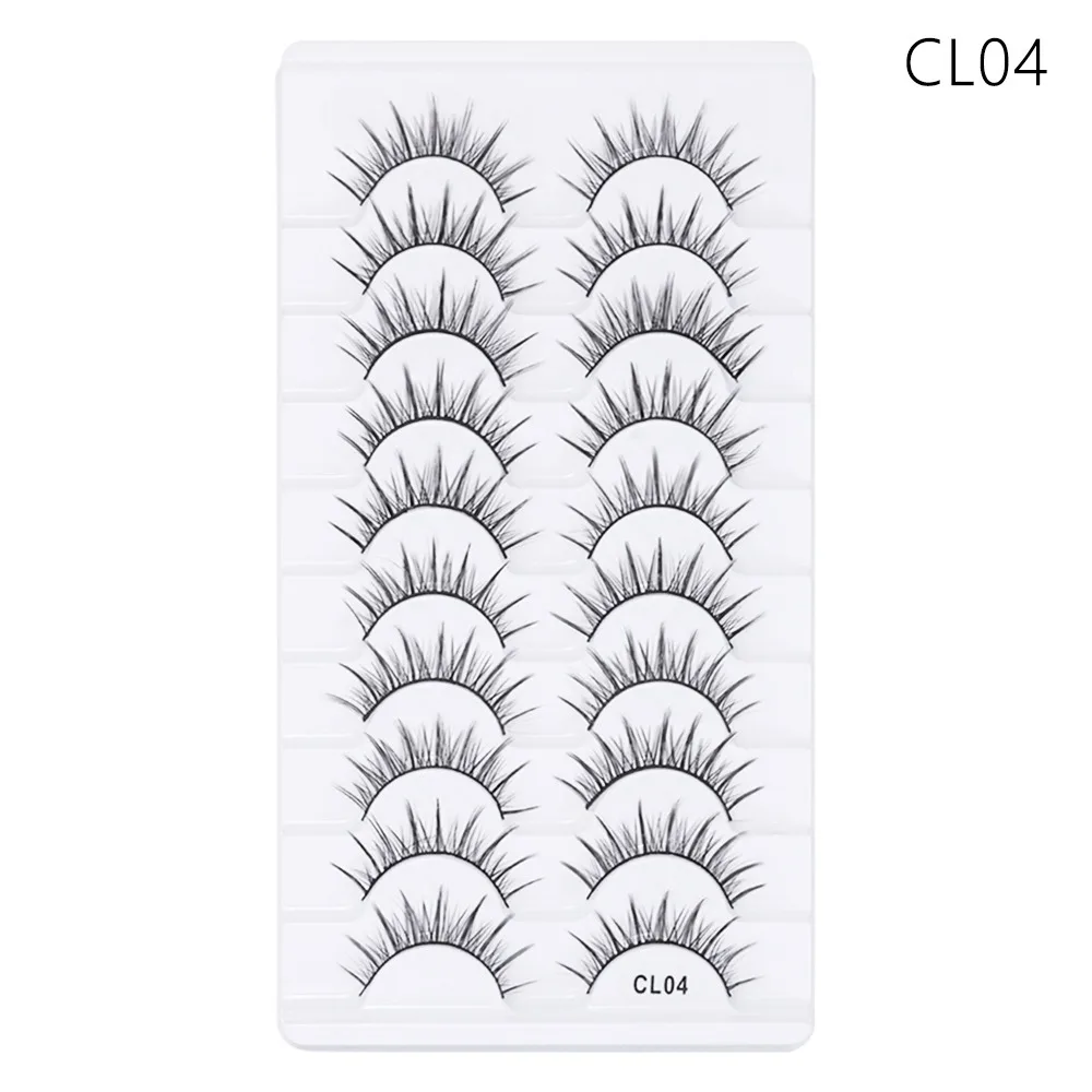 10 paires de Faux cils naturels à bande complète, longs, faits à la main, sans cruauté, 3D, en Faux vison, Extension de cils
