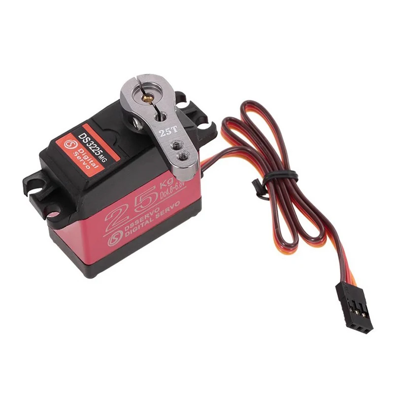 Imagem -04 - Impermeável Digital Servo Metal Tooth Shell Grande Torque Digital Cartão Curto Braço Mecânico Steering Gear Ds3225mg 25kg