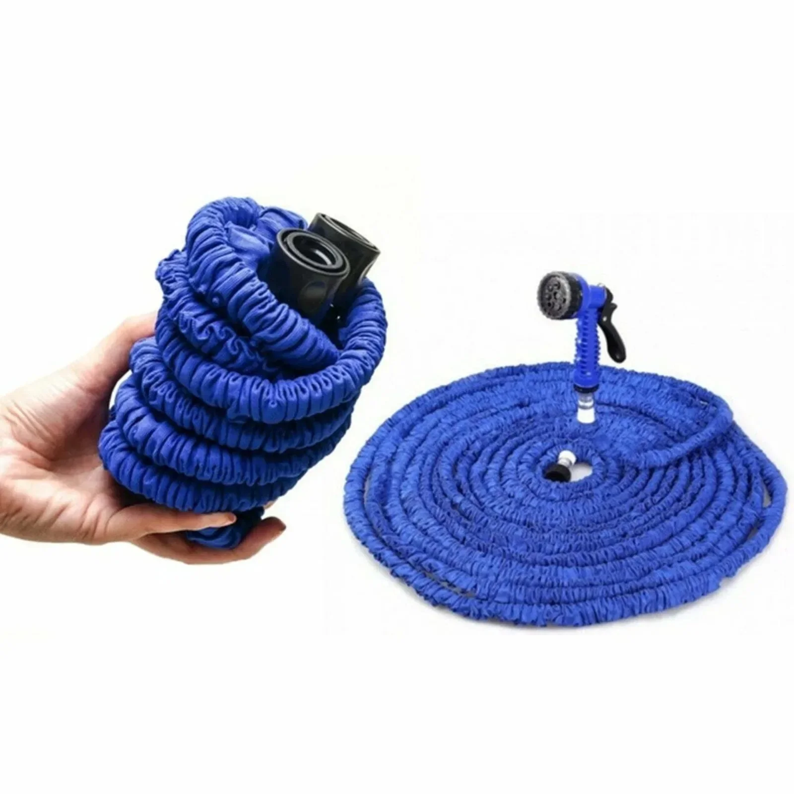 US Blue Expanding Flexible Garden Water Hose with Spray Nozzle ships fast from USA