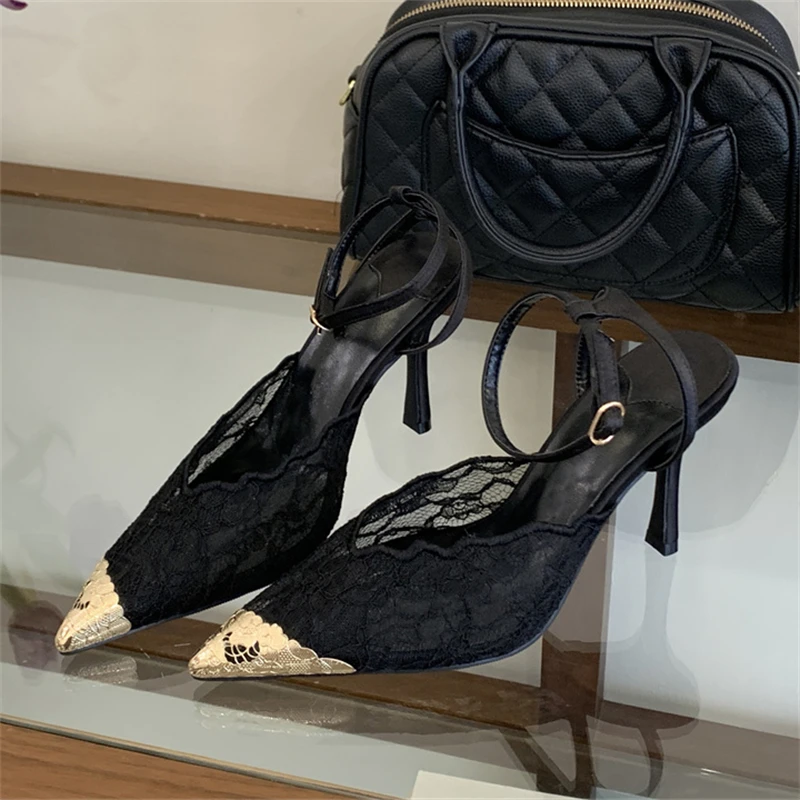 aneikeh fashion retro lace designer pointed toe thin heels slingbacks pumps women wedding banquet dress mules ladies shoes aneikeh fashion retro lace designer pointed toe thin heels slingbacks pumps women wedding banquet dress mules ladies shoes