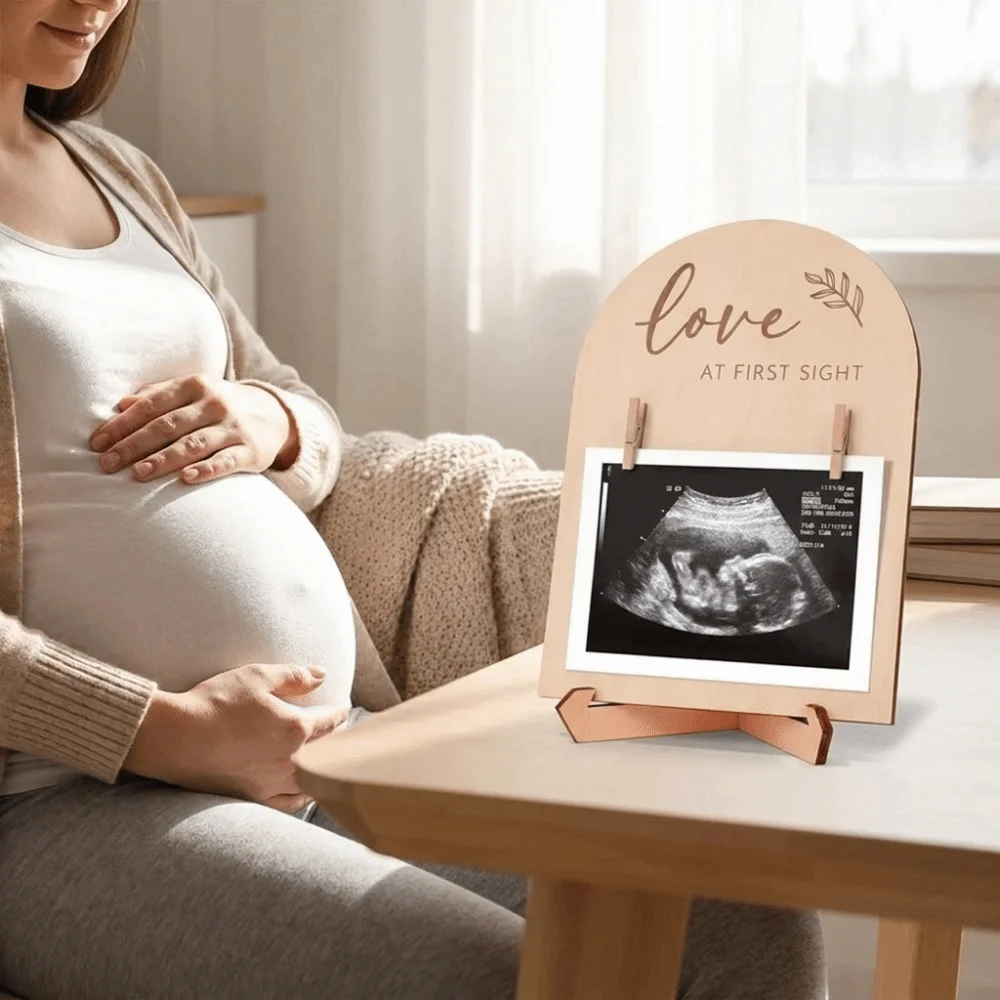 Wooden Stands Baby Ultrasound Frame Maternity Gift Rustic Sonogram Picture Frame Stable Sentimental Pregnancy Gift Frame