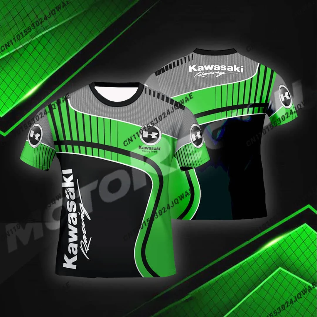 

Kawasaki новый мотоциклетный гоночный костюм, летняя негабаритная дышащая быстросохнущая мужская и женская модная повседневная спортивная футболка