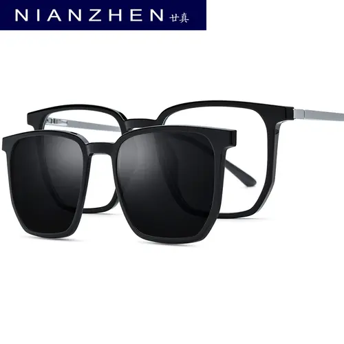 NIANZHEN TR90 Alloy Glasses Frame Men Square Magnet Clip Eyeglasses Gradient Polarized Sun Lens Women Ultralight Eyewear 2181 - Image 10