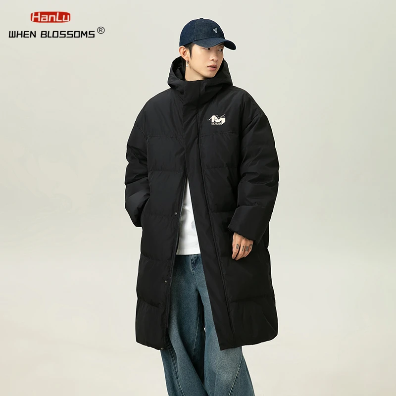 2024 Winter Warm Down Cotton Fill Long Jackets Mans Waterproof Thickened Hooded Jacket for Men Korean Fashion Casual Coat Unisex