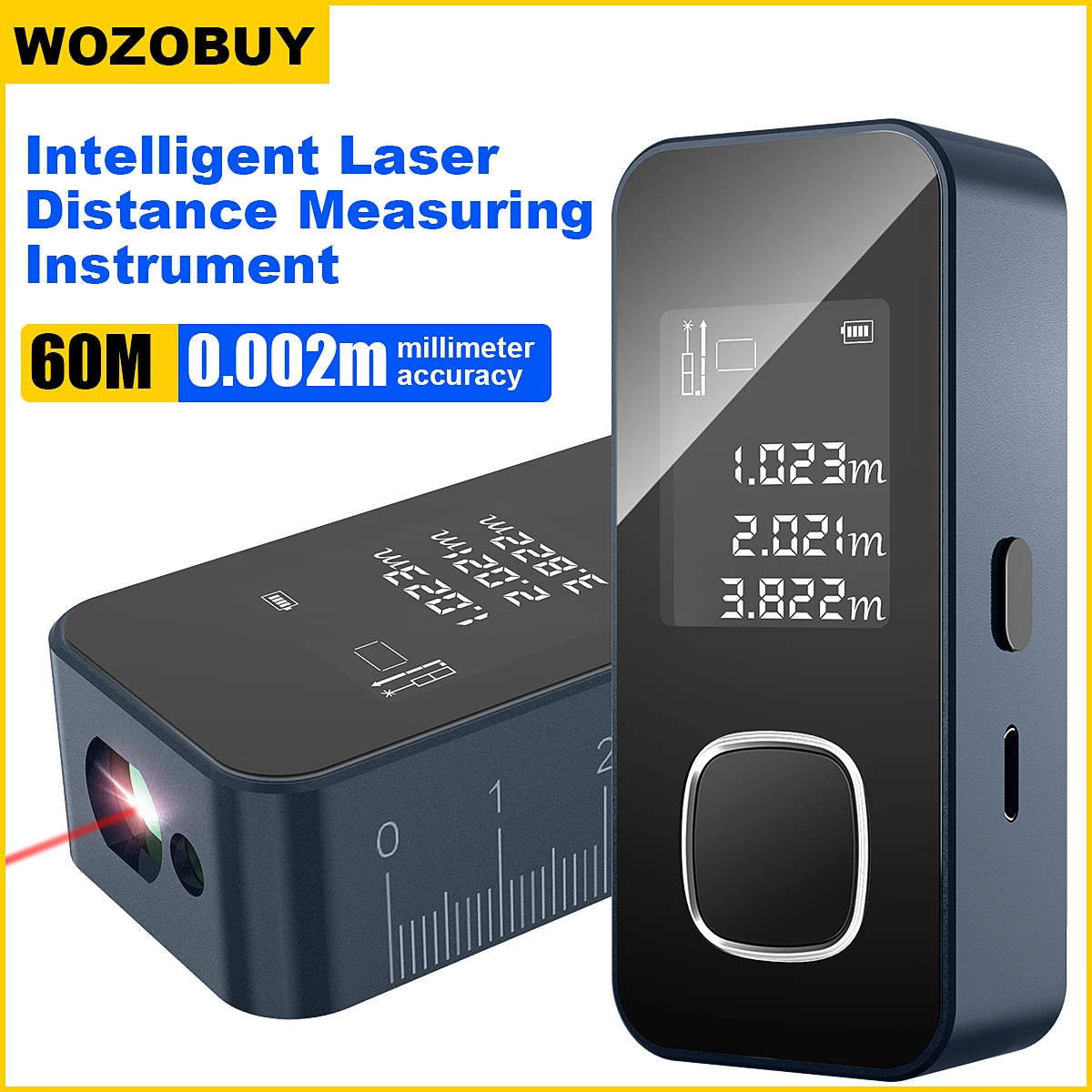 

Mini Metal Laser Distance Meter 50M 60M IN FT M Tape Measure Trena Lazer Rangefinders OLED Display Construction Tools