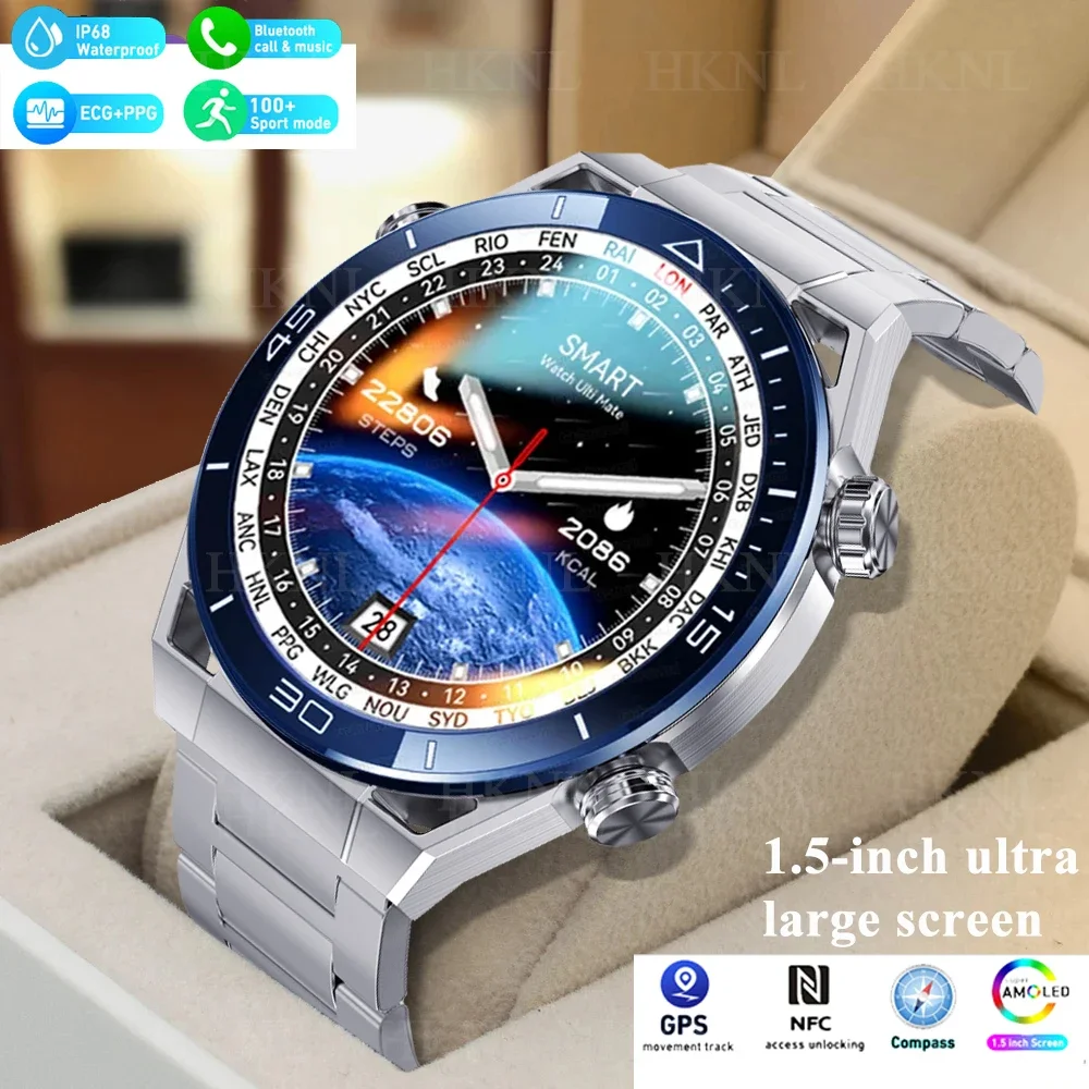 

2024 New Business Ultimate Smart Watch for Android ios Men Bluetooth Call Compass NFC 100+ Sprots Smartwatch Waterproof Watches