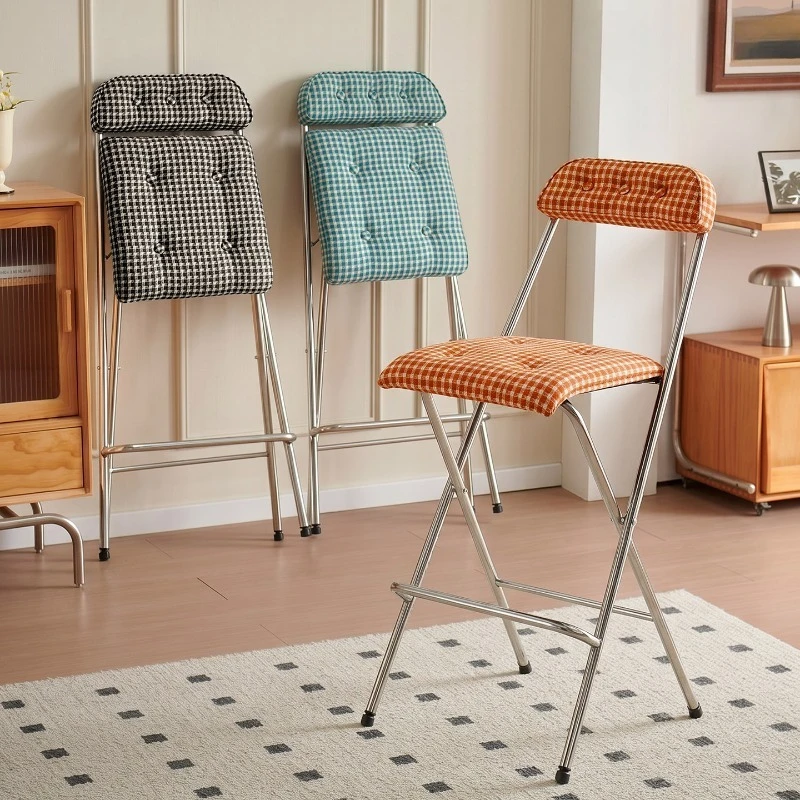 High End Outdoor Bar Stools Designer Foldable High Chair for Patio Bauhaus Counter Stool for Home Modern Minimalist Terrace Seat