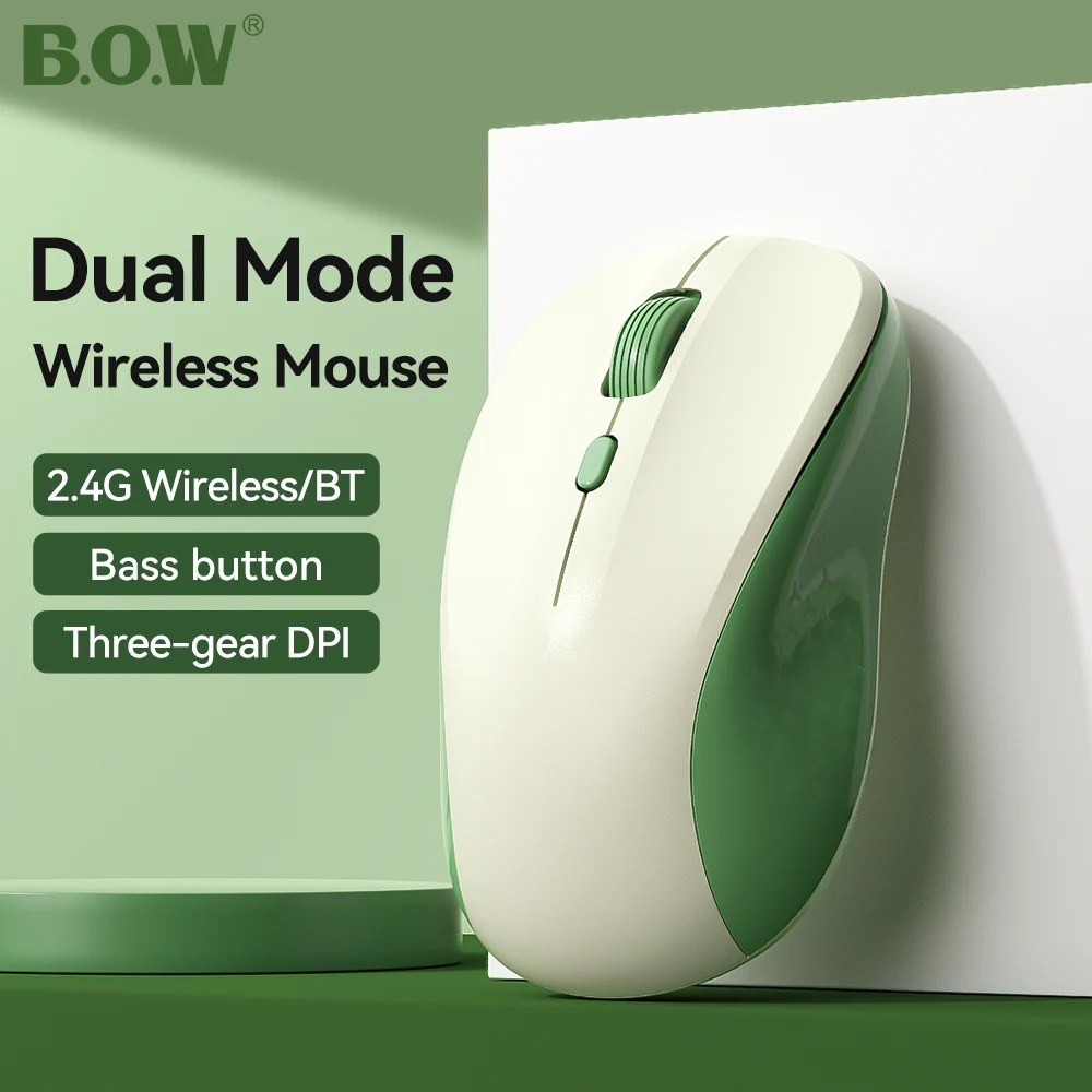 

B.O.W M158D Bluetooth Wireless Soft-tone Mouse DPI1600 Three-speed Control 62.5g Support Tablet Laptop Desktop Apple IPAD