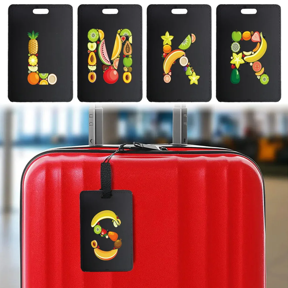 

Personalized Luggage Tag Pu Luggage Boarding Travel Suitcase Identifier Label Outdoor Accessories Name ID Address Fruit Pattern