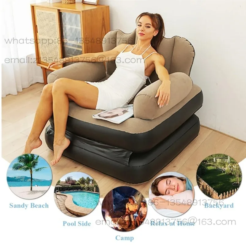 Inflatable Sofa Outdoor Adult Lazy Sofa Multifunctional Five in One Inflatable Bed Convenient Beach Sofa Foldable Lounge Chair