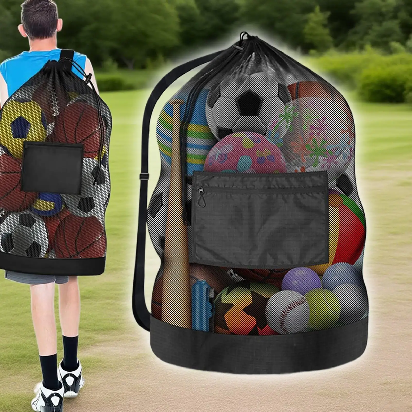 サッカーボール用バッグ大容量ネットオーガナイザーバッグバスケットボール用通気性スポーツ用品収納ネットポーチスポーツ用