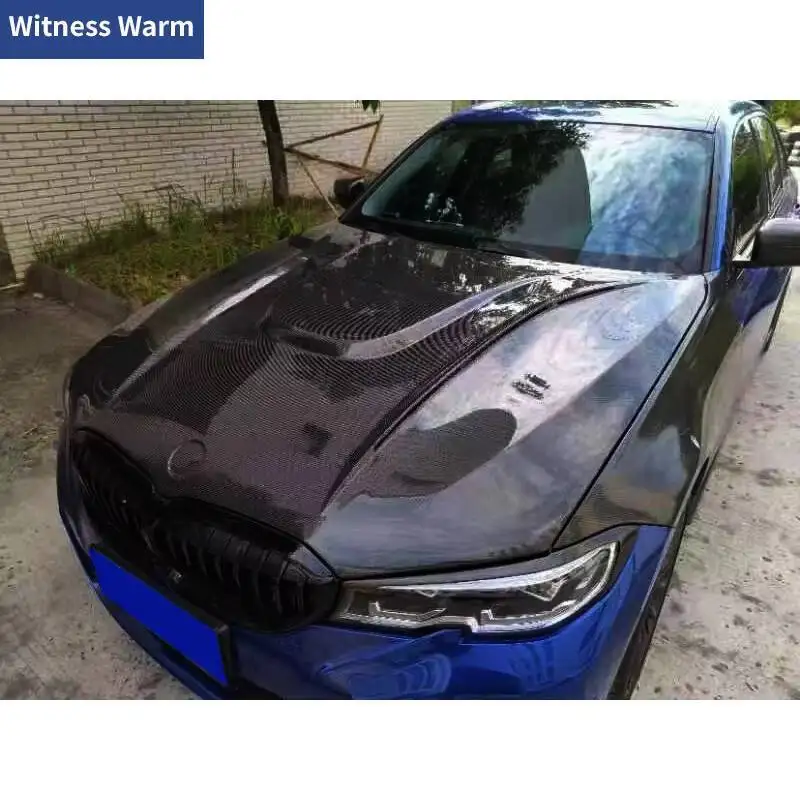 لسيارات BMW 3 Series G20 مزورة من ألياف الكربون FRP غير مطلية غطاء محرك السيارة غطاء محرك السيارة طقم الجسم #5