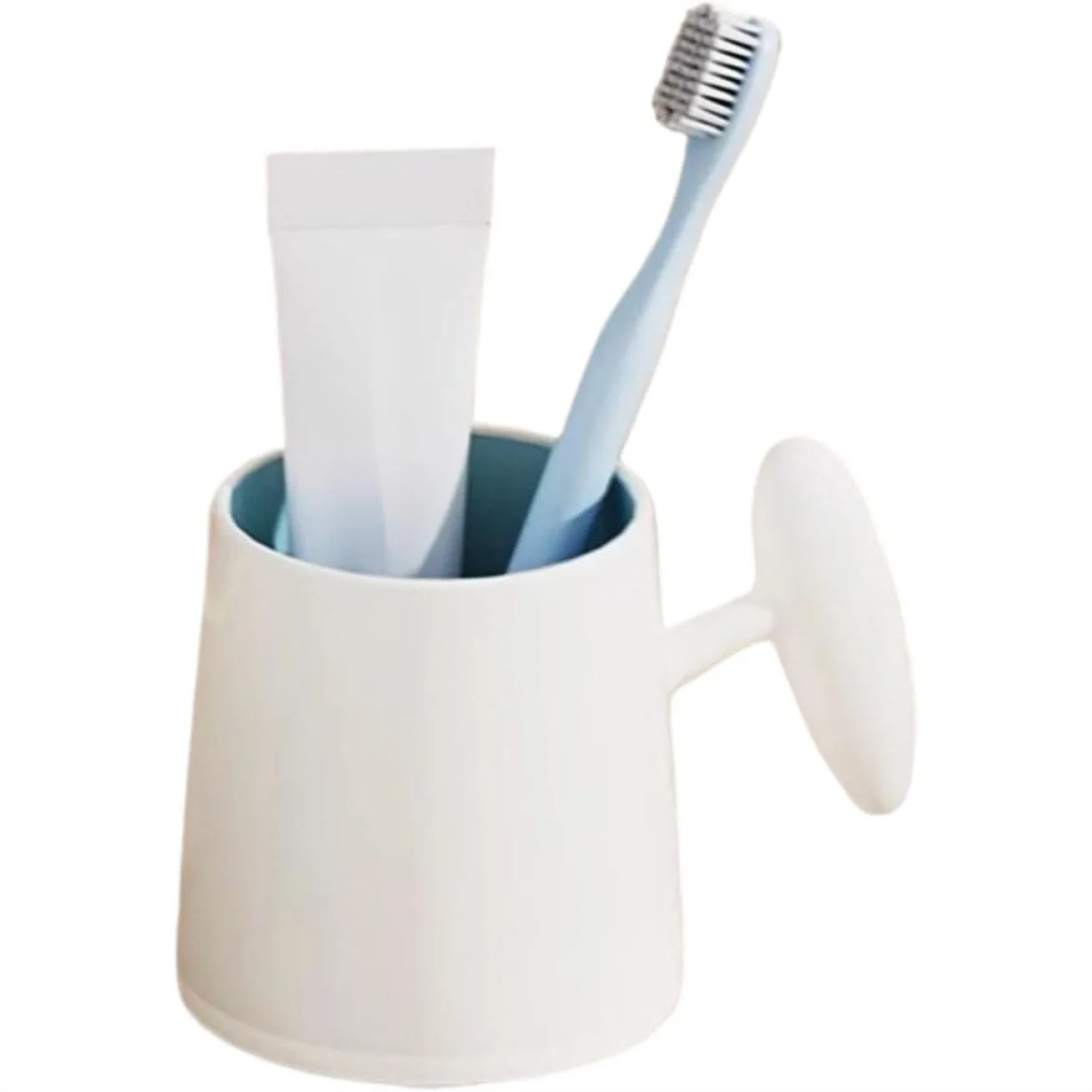 

Mouthwash Cup Set for Family 3 Pack Simple Toothbrush Cup for Bathroom Dormitory with Holder White