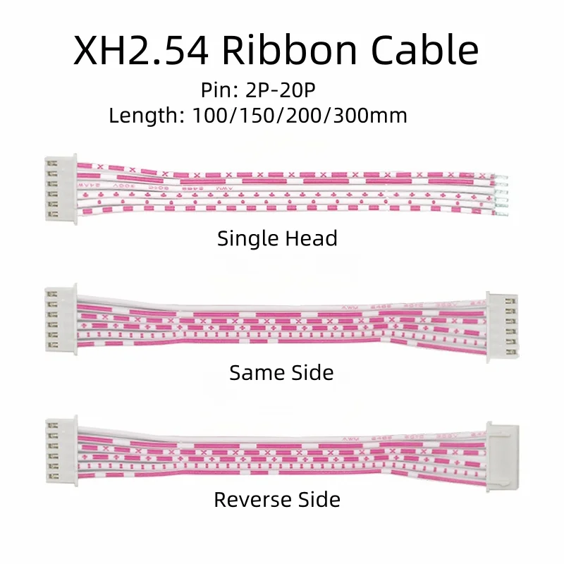 10pcs JST XH2.54mm Pitch Ribbon Cable XH 2.54mm Connector Plug Line 30/20/10CM Red White 2P/3P/4P/5P/6P/7P/8P/10P/12P/20P