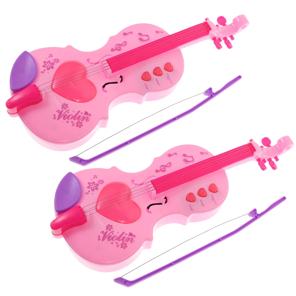 Mini violín divertido de plástico para niños, juguete de iluminación musical, violín, juguete Musical, violín, 2 uds.