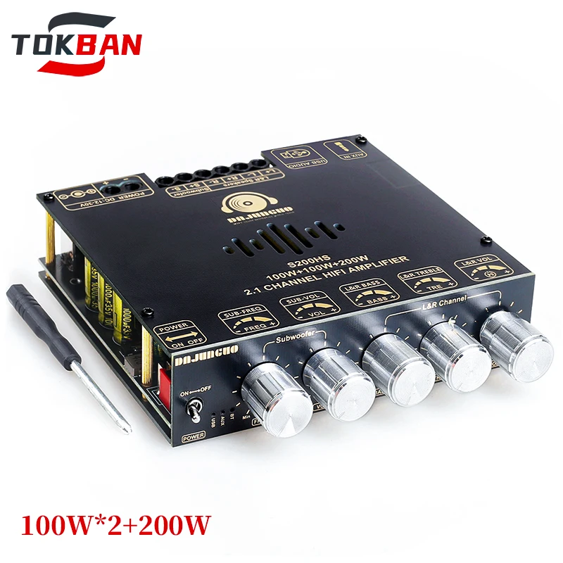 

TOKBAN TPA3116 100 Вт * 2 + 200 Вт 2,1-канальный сабвуфер Bluetooth усилитель HIFI стерео усилитель для домашнего кинотеатра