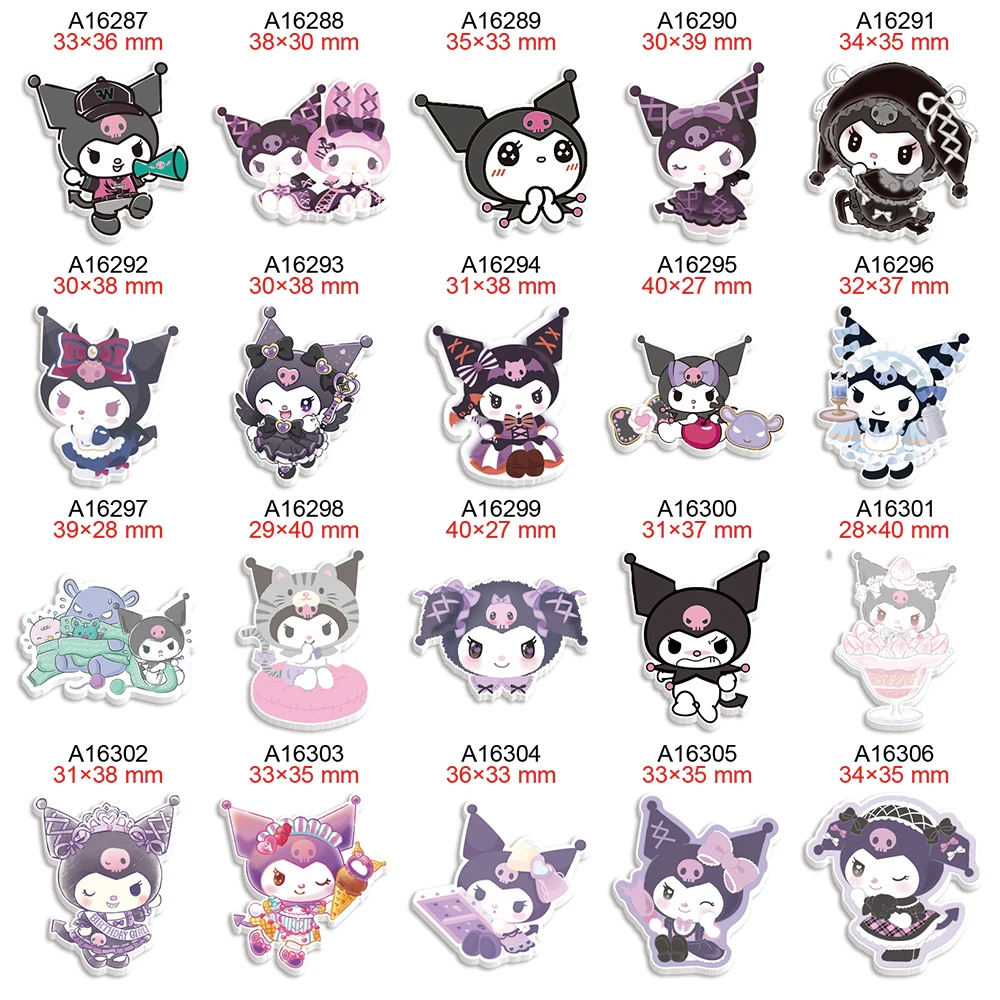 

Sanrio Kuromi Planar Resin Cartoon Character Flatbacks for Hairbow DIY Keychain Crafts Handmade Accessories 30pcs