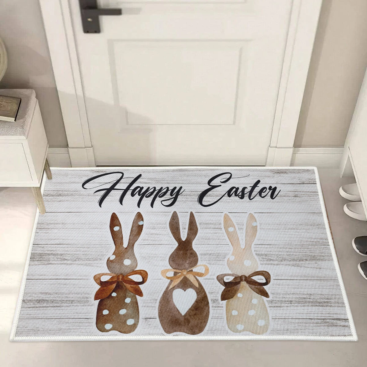 Spring Easter Doormat Happy Easter Cute Rabbit Egg Print Outdoor Entrance Bathroom Carpet Floor Mat Easter Home Decoration